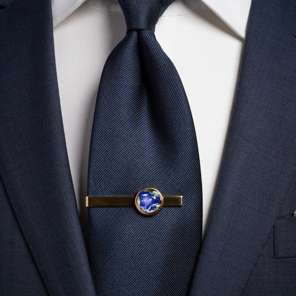 New Men's Stephen Oliver 18k Gold Plated Blue Tie Bar